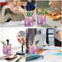 Cute Ceramic Pen Holder for Desk, WAVEYU Purple Marble Marker Holder, Makeup Brush Holders, Desk Accessories