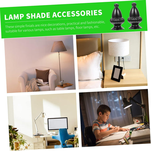 2pcs Veemoon Black Aluminum Lamp Shade Finial Knob Decorative Home Accessory for Table Floor Lamps Inner Thread for DIY