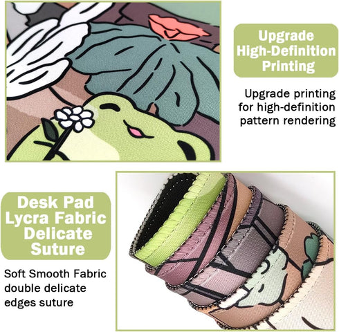 VIKIBO 4 1 Set, Set 35.4 x15.7 Cute Frog in Large Mouse Pad Kawaii Extended Mouse Pad Desk Pad Easy Typing for Typing