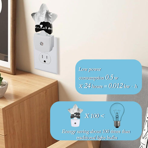 SKYDAWNY Bear Pine Tree Night Light,Plug Into Wall Decor Nightlights for Bedroom,Bathroom,Hallway,Stairway,Kitchen