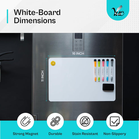 Magnetic Whiteboard for The Fridge, 16x11 inch Dry Erase Board, Refrigerator Whiteboard, Magnetic White Board for Home