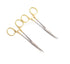 Premium German Stainless Steel, Set of 2 PCS Gold Handle Mosquito Locking HEMOSTAT Forceps, Straight + Curved 5"