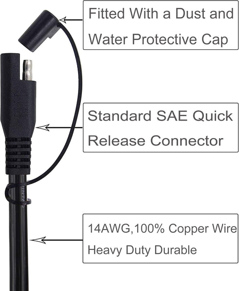 4.9FT 14AWG Battery Alligator Crocodile Clip to SAE Connector Extension Cable,12V SAE Quick Release Adapter to Alligator Clips Quick Disconnect Cable by SCCKE