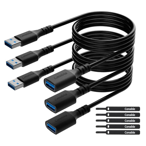 3 Pack USB 3.0 Extension Cable 10 Feet, USB A Male to