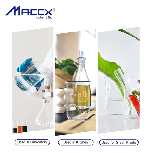 Sturdy Glass Beakers, 3 Sizes of 500ml, 1000ml, 2000ml, 3.3 Borosilicate Griffin Low Form with Printed Graduation
