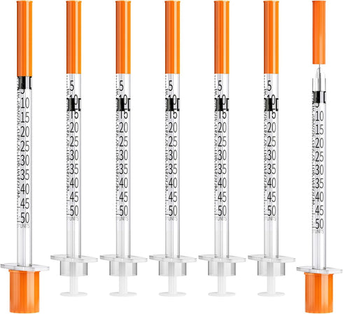 U-100 0.5ml Syringe 31G 5/16 Inch(8mm) , Syringes for Lab Supplies Dispensing
