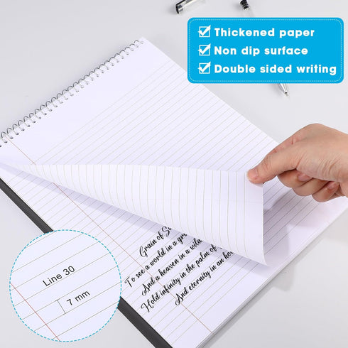 Faccito 12 Pack Spiral Notebook, Top Bound, 11" x 8-1/2", 100 Sheets College Ruled Paper, Assorted Colors