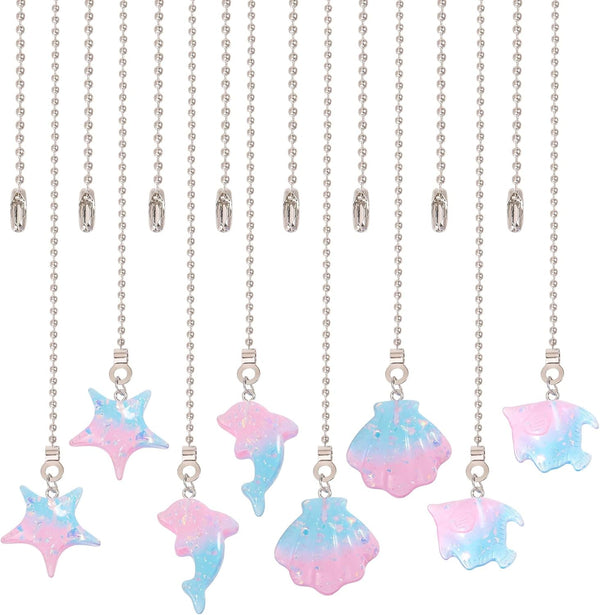 GLOBLELAND 8 Pcs Marine Organism Ceiling Fan Pull Chain Iron Resin Ceiling