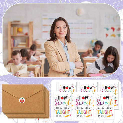 Motiskyy 6 Set Teacher Appreciation Gifts Cards Teacher Gifts Bulk Rainbow Apple Thank You Gift Cards