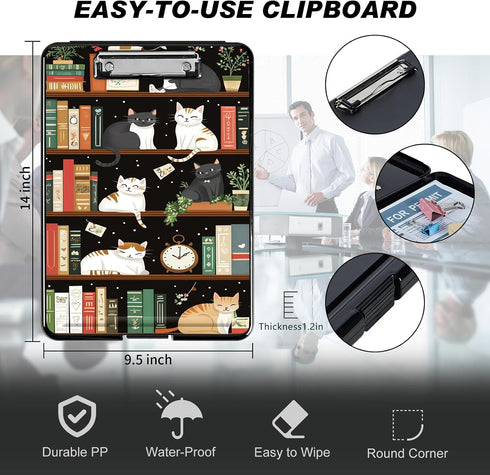 A4 Clipboard with Storage, Hard Letter Size Clip Board with Pen Holder & Paper Organizer, Heavy Duty Portable Writing