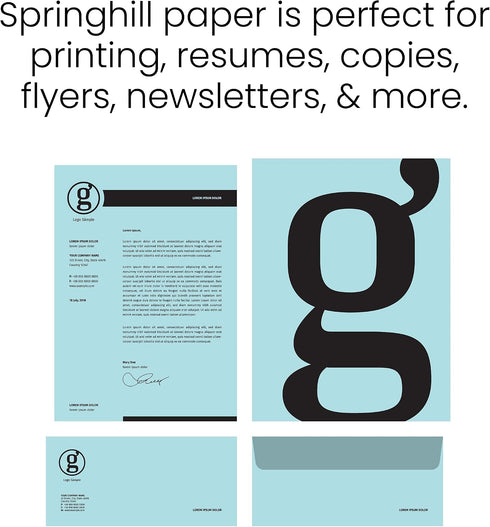 8.5' 11' 24lb Bond/60lb 500 (1 Springhill Blue x Text Colored Copy Paper, Sheets Ream) Smooth Finish, Ideal for Inkjet