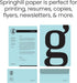 8.5' 11' 24lb Bond/60lb 500 (1 Springhill Blue x Text Colored Copy Paper, Sheets Ream) Smooth Finish, Ideal for Inkjet