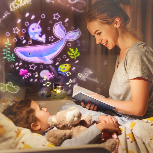 LytRdIt 21 Sets of Films, Projector Night Light for Kids Bedroom, Ceiling, Remote Control & Bluetooth Speaker, Baby