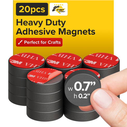 X-Bet Strong Magnets – Round Heavy Duty Craft Magnets with Adhesive Backing, 20pcs, 0.7 Inch