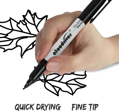 cloudriver 128 Pack Dry Erase Markers, Black Fine Tip, Low Odor Bulk Markers for Office, Home, School Supplies