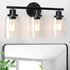 Unicozin 3 E26 Modern Bathroom Light Fixtures, Light Vanity Lights, Black Wall Lamp with Clear Glass for Bathroom