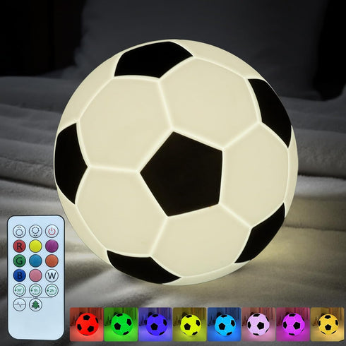 GYZLK Soccer Silicone Night Light, 9 Soft Colors with Remote Timer, Dimmable Rechargeable,