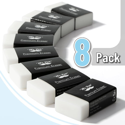 Mr. Pen- Pencil Eraser, 8 Pack, White Erasers, Erasers for Artists, Artist Eraser, Drawing Erasers for Sketching, Large Eraser, Pencil Erasers, Art Erasers for Drawing, White Eraser, School Erasers by Mr. Pen
