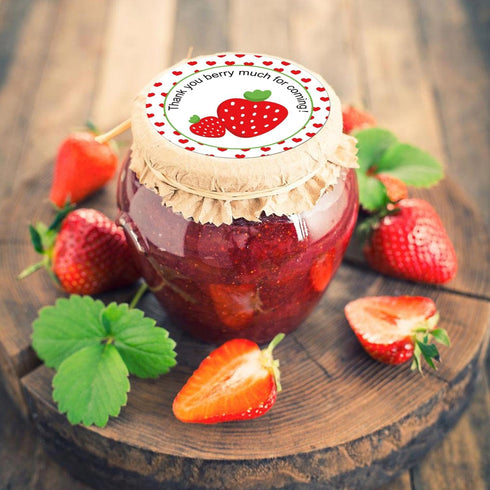 Strawberry Thank You Sticker Labels, 2 Inch Thank You Berry Much for Coming Stickers - 250 Pcs Birthday Party Favors