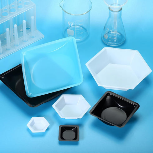 PATIKIL Hexagonal Weigh Boats - 10 Pack Plastic Small Scale Trays for Weighing and Mixing, White