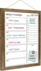 Magnetic Dry Erase White Board Weekly Calendar Board, 13“x17" Solid Wood Rustic Brown Framed Planner for Office, Home,