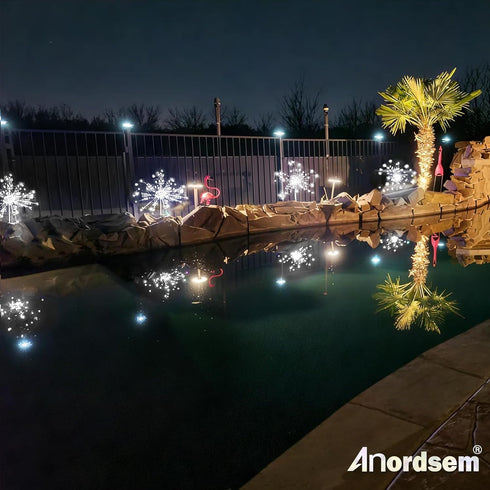 120 Anordsem Solar Garden Lights Outdoor: Bendable Copper Wire with LED Firework Beads - White Waterproof DIY Fairy