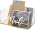 MyGift Clear Acrylic Mail Organizer Box with Letter Word Script Design and Gold Mirror Base