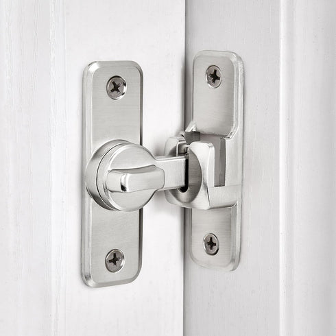 INIRET 90/180 Silvery Enhanced Security Flip Latch Lock - Heavy-Duty Degree Sliding and Swing Door Latch for Barns