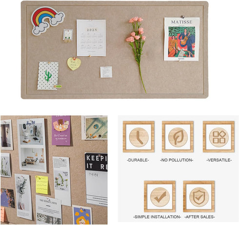 Bulletin Felt Board, 36x18 Inches, Decorative Pin Board for Wall, Foldable Self-Adhesive Vision Board with 36 Pushpins,
