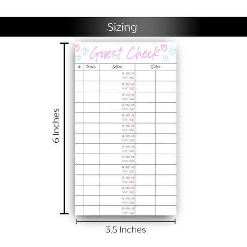 Generic (3) Steakhouse Guest Check Server Note Pads, Waitress Server Pad with Steak Temperatures, Premium Server Book