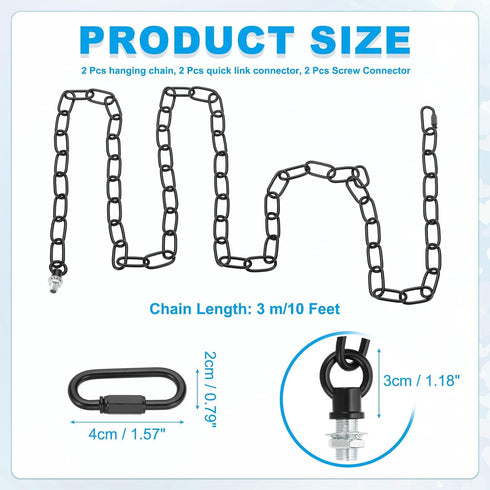 10 2 Set 110 lbs PATIKIL ft Light Fixture Chain, Lighting Chain Metal Looping Link with Quick Link Screw Lock