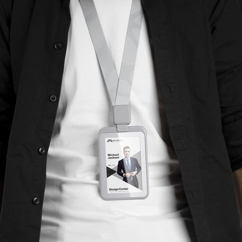 Phomo Self Retractable ID Badge Holders with Carabiner Clip, Heavy-Duty Vertical Style ID Card Holder, Black