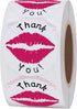 Hybsk Thank You Pink Kissing Lips Envelope Seals Stickers, Total 300 Per Roll