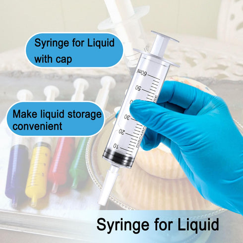 60ml Pack 15 Syringe for Liquid, Syringe Without Needle for Pet Feeding, Liquid Measurement, Individually Wrapped