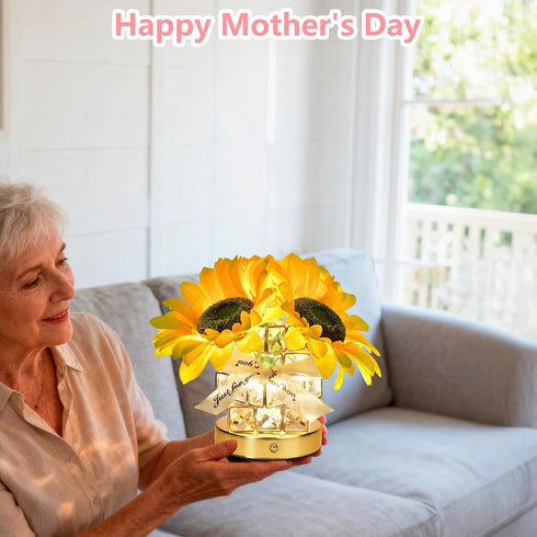 3-Colour Dimming 2 Handmade Sunflower Lamp, Rechargeable Cordless Touch Table Lamp, Infinitely Small Night Light