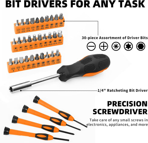 58-Piece Set, Toolbox Tool Kit Basic Home Repair Tool General Household Hand Tool Kit,Small Tool Kit with Plastic Mini