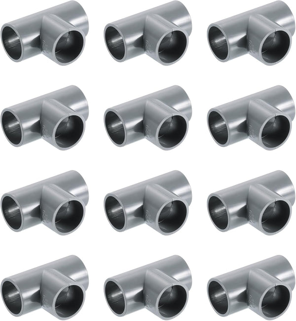 uxcell 3/4" PVC Tee, 12 Pcs 3 Way Elbow Connector Furniture Grade