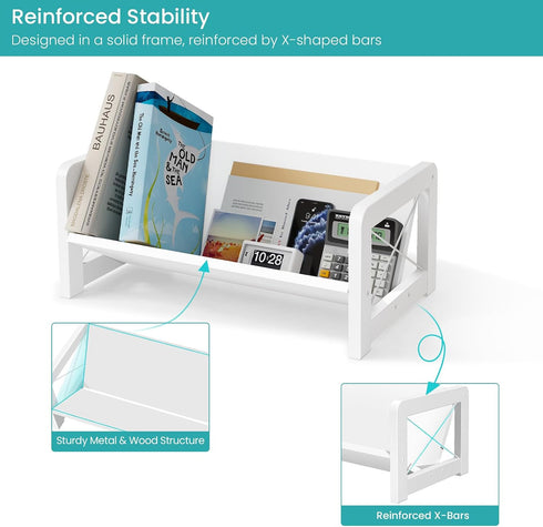 ELITEROO Mini Bookshelf for Desk, Desktop Bookcase, Single Cookbook Shelf, Tabletop Book Storage Rack, Tiny Book