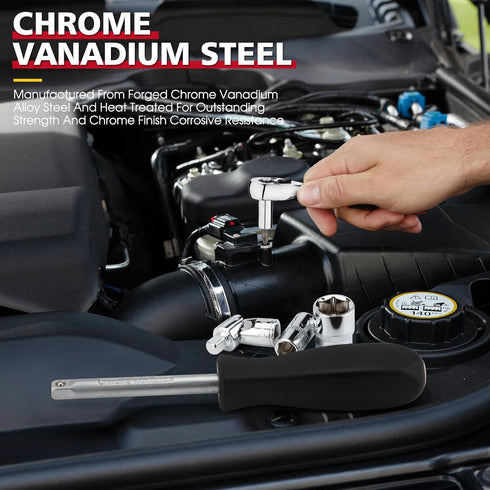 TOHOME 1/4" Set 74-Piece, 1/4 Set 1/4" Set (5/32-Inch- 9/16-Inch, 4mm-14mm) Drive Socket Drive Master Socket