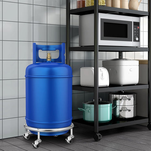 Luxshiny Movable Propane Cylinder Base: Stainless Steel Propane Tank Stand Dolly with Brake Wheel for Cylinder