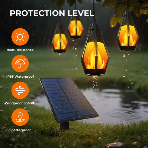 Xavbrysw 42Ft 15 Bulbs,Waterproof Solar String Lights Outdoor, Patio Lights with Flickering Flame Light Warm White