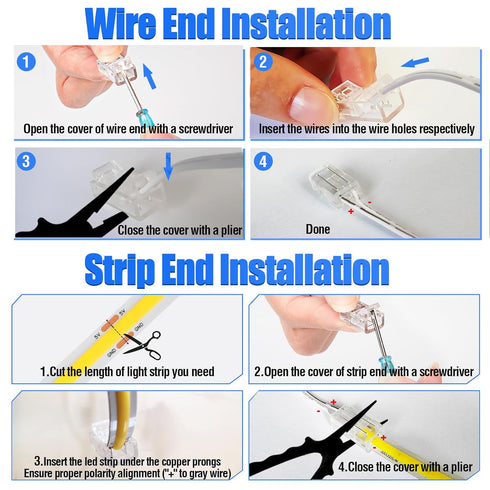 1.64 5v 2Pin 8mm 3-Pack, USB to COB LED Strip Light Solderless Connectors, ft Plug-and-Play USB Power Extension Cable
