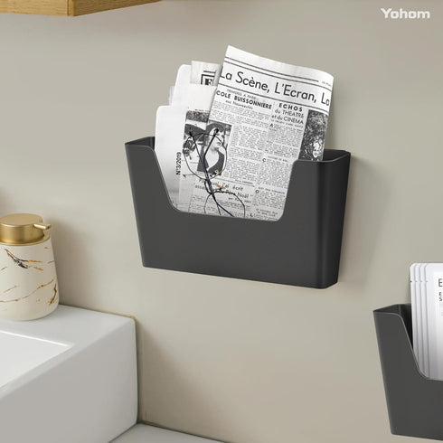 YOHOM 5 PCS Single Pocket Mail Holder, Hanging Wall File Organizer, Vertical Magazine Rack for Desk and Office