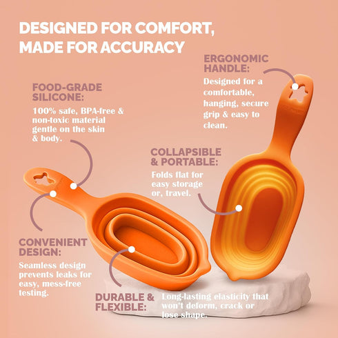 2 5 Reusable Pee Cups for Ovulation & Pregnancy Test Strips - Leak-Proof Urine Sample Cups, Collapsible Silicone Design