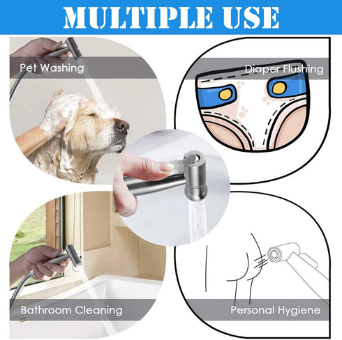 3 Pack 150 cm Handheld Sprayer, Cloth Diaper for Baby Wash Includes Metal Hose and Holder - Excluding T-Type valves