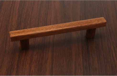 Semetall 8Pcs Walnut Wood Drawer Pulls, 5 inch Hole Center Pull Handles for Dresser Drawers, Cabinets, Kitchen