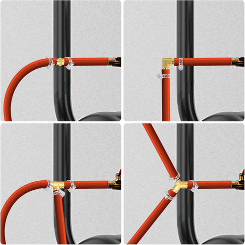 GASHER 8-Piece 3/8 Inch Brass Hose Barb Set - 90 Degree Elbow, Y-Shape Connector, Multi-Purpose Fuel/AIR/Water