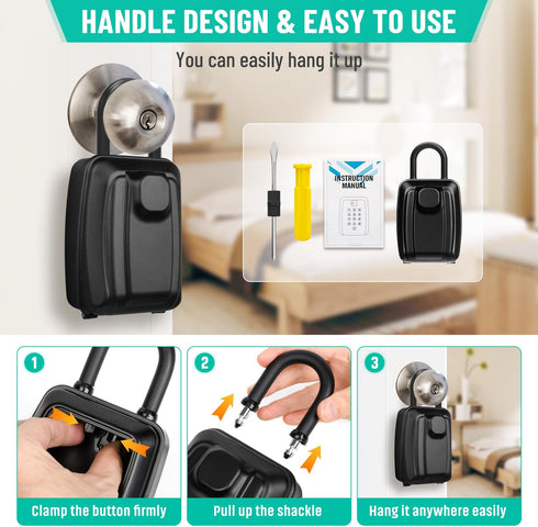 Sturdy Waterproof Key Lock Box for Outside, Large Capacity 12-Digit Combination Security Lockbox for Home, Garage,