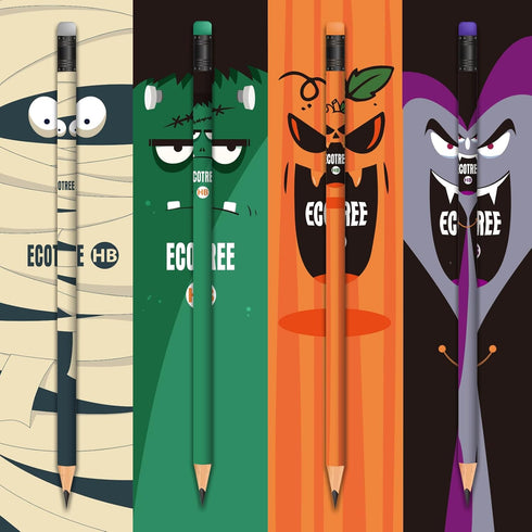ECOTREE Pencils #2 Halloween Pencils, Cute Presharpened Kids School Pencils, 48 Count for Party Favors