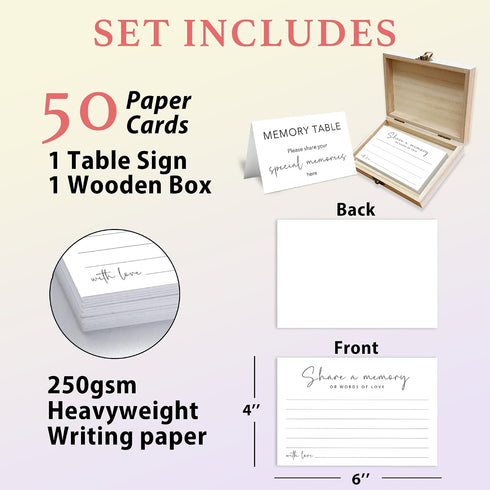 50 -A10 Share A Memory Cards For Celebration of Life Decorations, Psc Share A Memory Box For Funeral Memorial